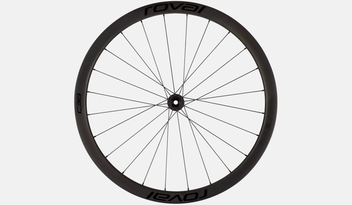 30021 450 WHL C 38 DISC WHEELSET SATIN CARBON BLK FRONT SIDE